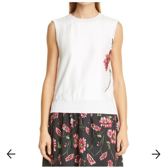 Adam Lippes Flower Print Silk and Wool Blouse -Small - Picture 4 of 4